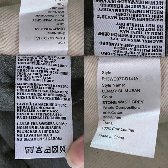 NEW R13 Lemmy Slim Jean Stonewash Grey 30 - Picture 17 of 17